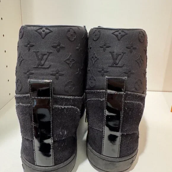 Louis Vuitton Monogram Louis Vuitton Wedge Sneakers – Black Suede - Picture 5 of 11